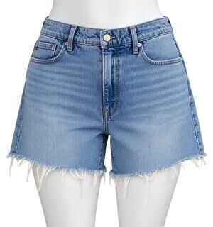 Good American Good Girlfriend Raw Hem Denim Shorts - Size 14/32
